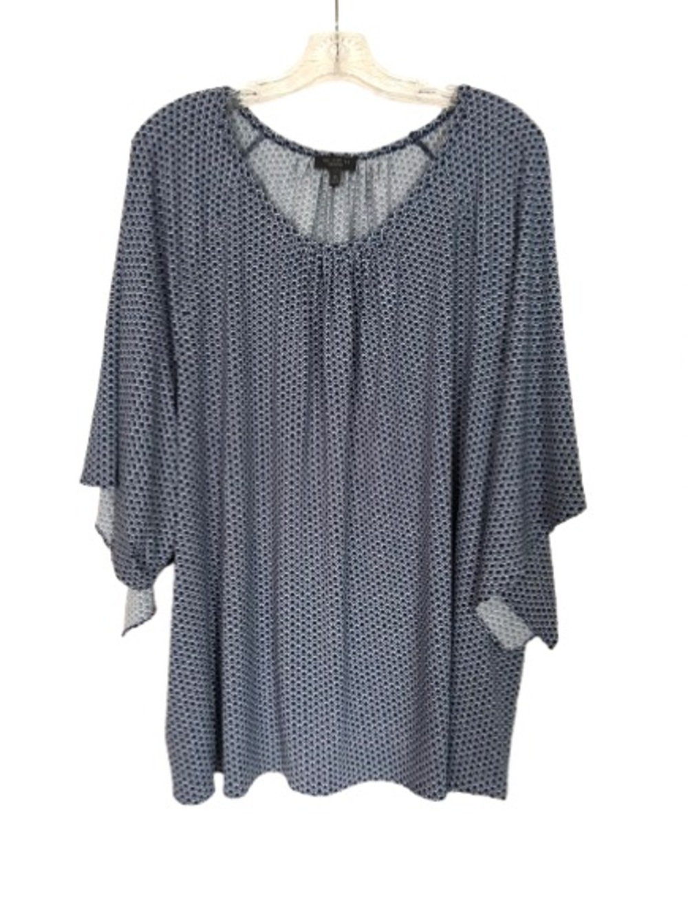 THE LIMITED Plus Size Blue Printed Peasant-Style Tunic Blouse Dolman Sleeves 3X